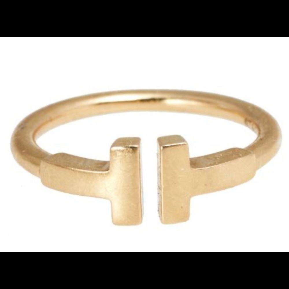 Tiffany and Co. Rose Gold T Wire 18k Open Band Ring Size 49 (US size 5)